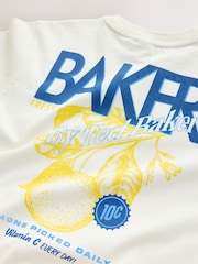 Baker by Ted Baker Stone/Blue Oversized Graphic T-Shirt and Striped Shorts Set - Image 5 of 7