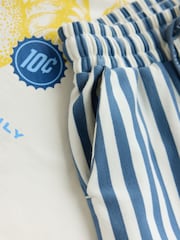 Baker by Ted Baker Stone/Blue Oversized Graphic T-Shirt and Striped Shorts Set - Image 6 of 7