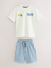 Baker by Ted Baker Stone/Blue Oversized Graphic T-Shirt and Striped Shorts Set - Image 8 of 14