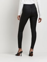 River Island Black High Rise Skinny Coated Jeans - Image 2 of 6