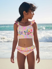 Pink/Green Frill Sleeve Bikini (3-16yrs) - Image 1 of 6