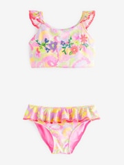 Pink/Green Frill Sleeve Bikini (3-16yrs) - Image 4 of 6