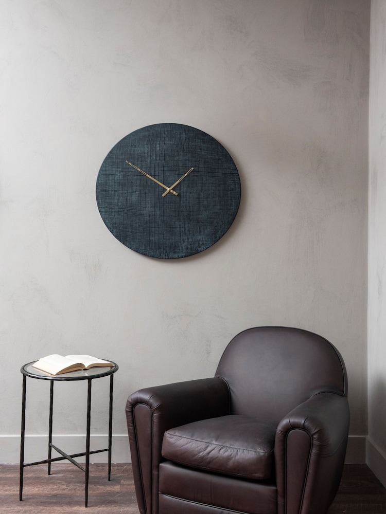 Libra Interiors Green/Black Textured Wall Clock - Image 1 of 2