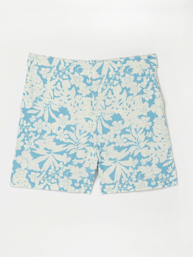 FatFace Blue Agnes Linen Blend Print Shorts - Image 4 of 4