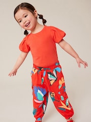 Red Tropical Print Cargo Trousers (3mths-7yrs) - Image 1 of 7