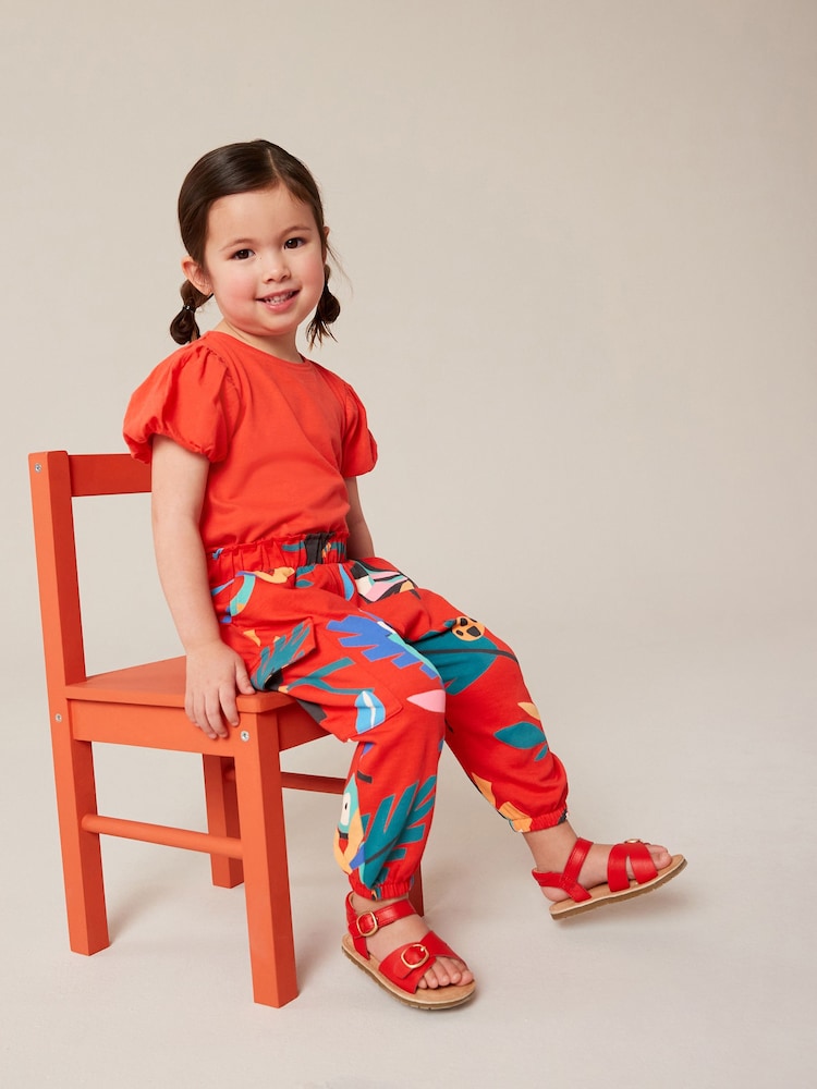 Red Tropical Print Cargo Trousers (3mths-7yrs) - Image 2 of 7