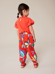 Red Tropical Print Cargo Trousers (3mths-7yrs) - Image 3 of 7