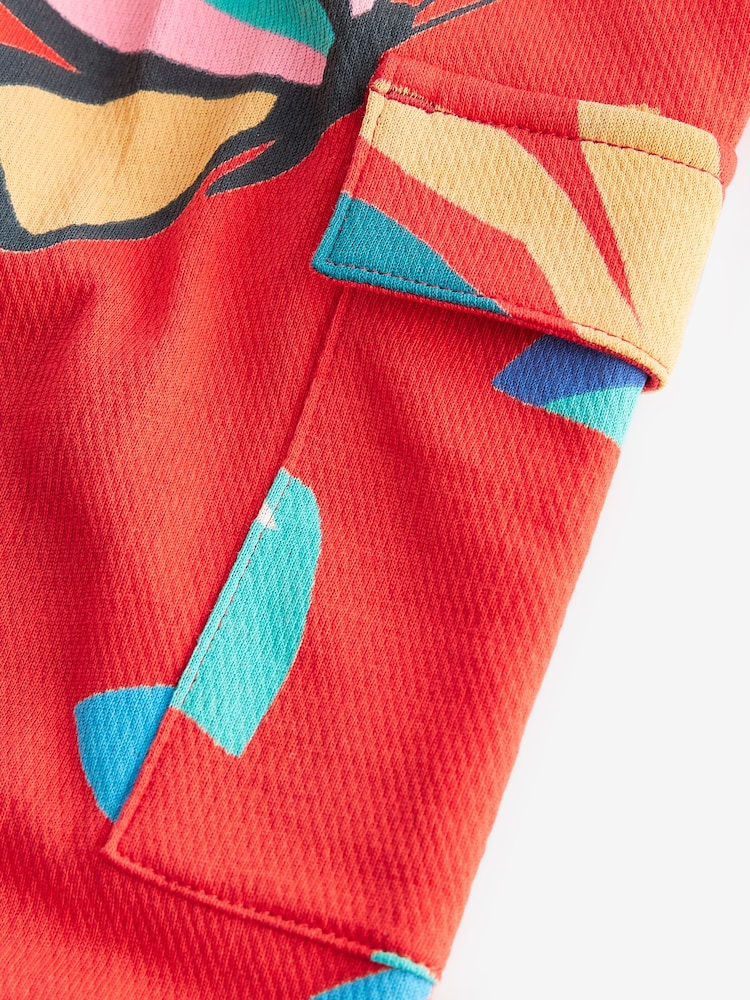 Red Tropical Print Cargo Trousers (3mths-7yrs) - Image 7 of 7