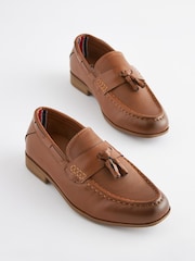 Tan Tassel Wide Fit (G) Smart Tassel Detail Loafers - Image 1 of 6