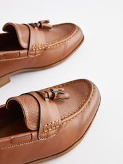 Tan Tassel Wide Fit (G) Smart Tassel Detail Loafers - Image 4 of 6