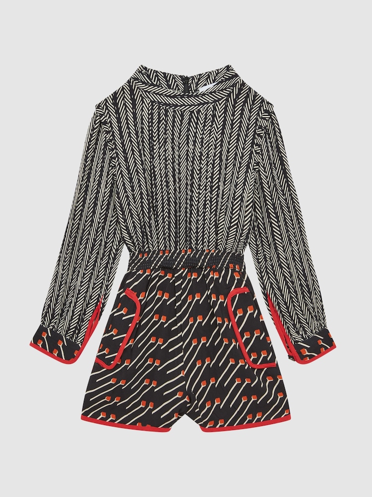 Reiss Black/Red Amber Junior Printed Playsuit - Image 2 of 8