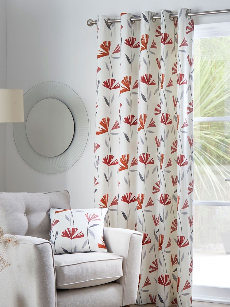Fusion Red Dacey Eyelet Curtains - Image 1 of 4