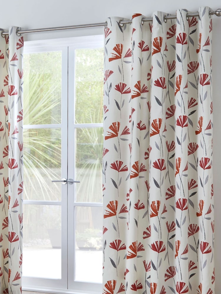 Fusion Red Dacey Eyelet Curtains - Image 2 of 4