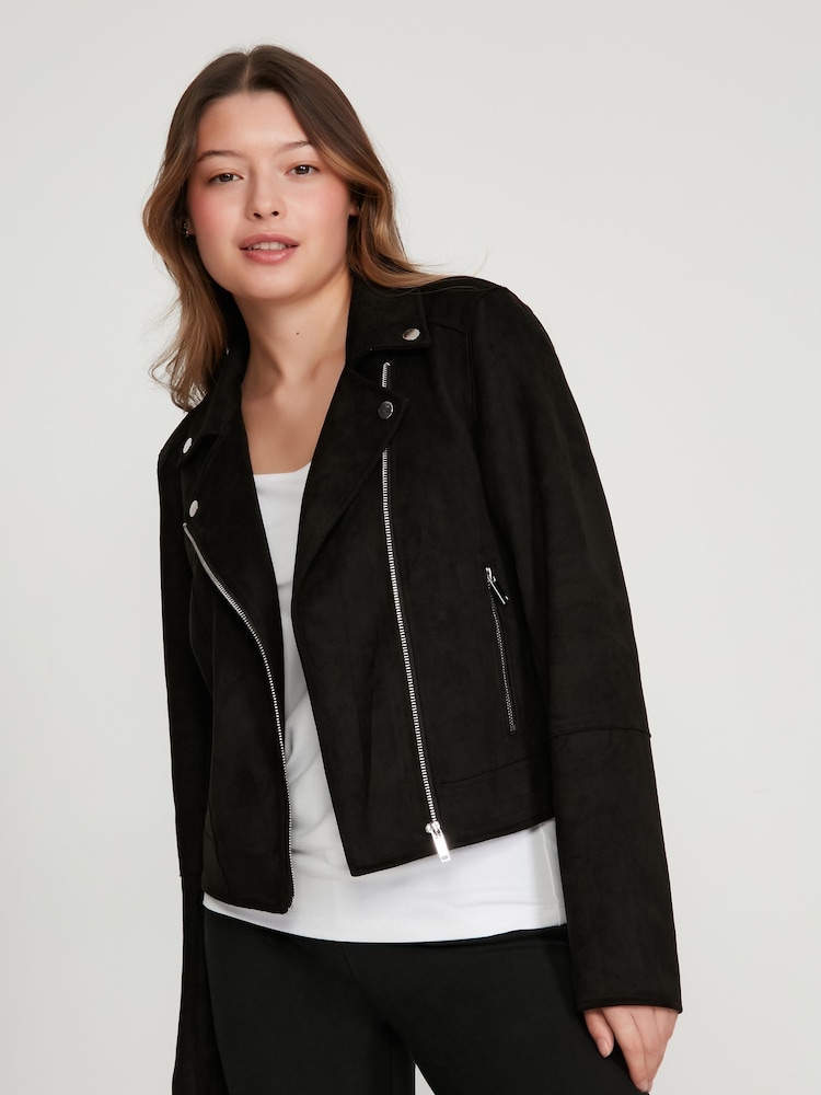 Kylie Teen Black Suedette Biker Jacket - Image 3 of 6
