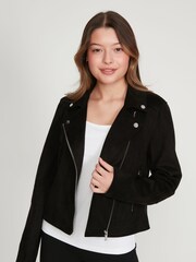 Kylie Teen Black Suedette Biker Jacket - Image 4 of 6