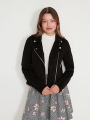 Kylie Teen Black Suedette Biker Jacket - Image 5 of 6