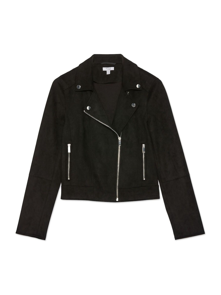 Kylie Teen Black Suedette Biker Jacket - Image 6 of 6
