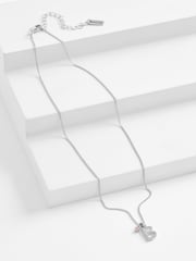 Silver Tone Initial Necklace - Image 3 of 4