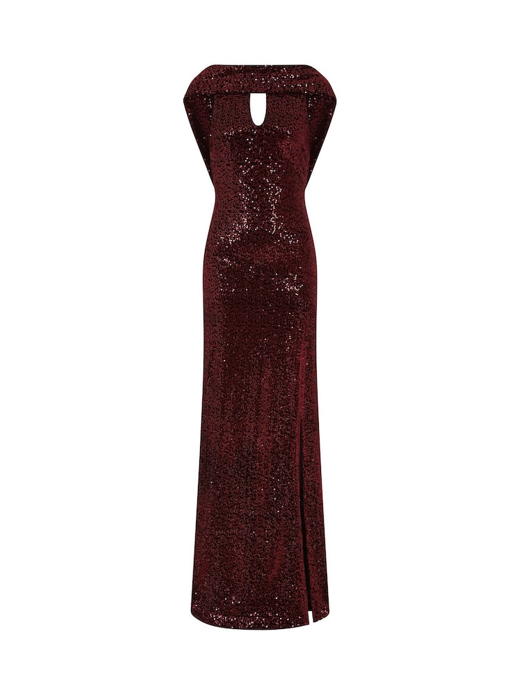 Hot Squash Red Cowl Back Maxi Velvet Dress - Image 3 of 3 Hot Squash Red Cowl Back Maxi Velvet Dress - Image 3 of 3