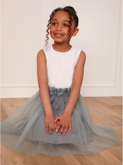 Chi Chi London White Girls Grace Tulle Flower Dress - Image 3 of 5