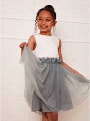 Chi Chi London White Girls Grace Tulle Flower Dress - Image 4 of 5