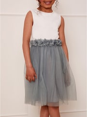 Chi Chi London White Girls Grace Tulle Flower Dress - Image 5 of 5