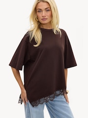 LOAVIES Brown Garden Glow Lace Shirt - Image 1 of 5