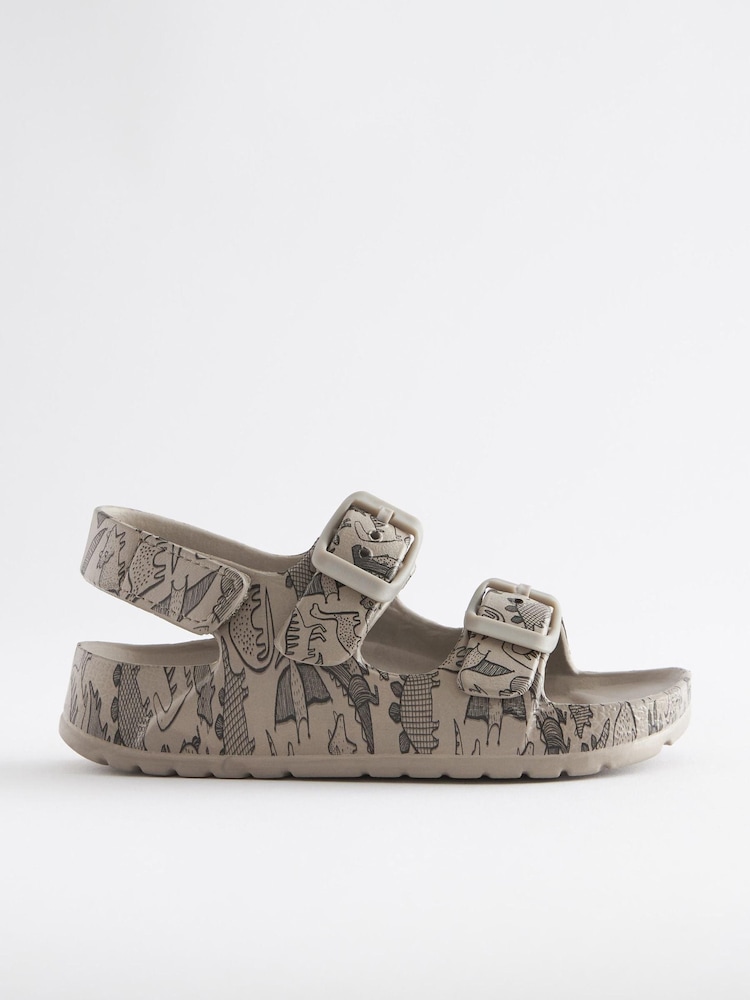 Steinfarben, bedruckt - Eva-Sandalen mit doppeltem Schnallen-Knöchelriemen - Bild 2 von 4 Steinfarben, bedruckt - Eva-Sandalen mit doppeltem Schnallen-Knöchelriemen - Bild 2 von 4