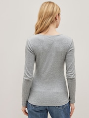 Grey Ribbed Henley Long Sleeve Top - Image 2 of 4