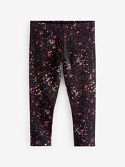 Black/ Pink Splat Print Leggings (3-16yrs) - Image 1 of 2