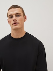 Black Relaxed Fit Essential Crew Neck Cotton T-Shirt - Image 1 of 6