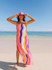 Sundress Pink Grace Viscose Dress In Marbella Mix Rainbow - Image 1 of 6