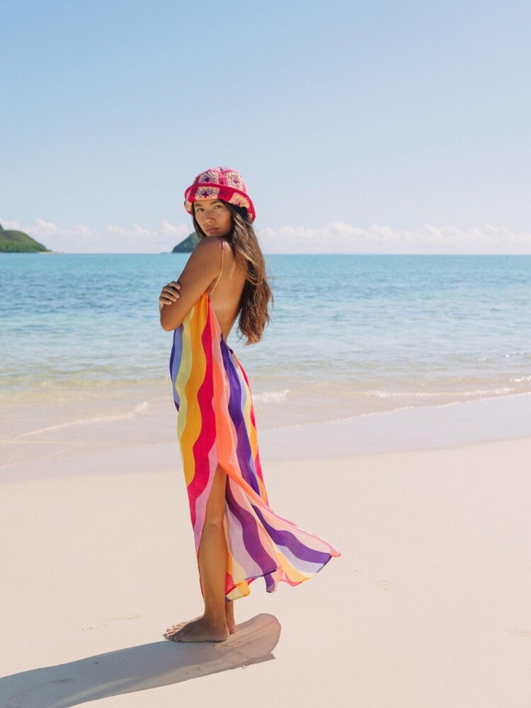 Sundress Pink Grace Viscose Dress In Marbella Mix Rainbow - Image 3 of 6