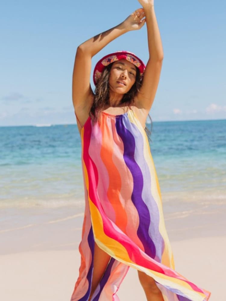 Sundress Pink Grace Viscose Dress In Marbella Mix Rainbow - Image 4 of 6