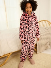 Pink Animal Print Fleece All-In-One (1.5-16yrs) - Image 1 of 7