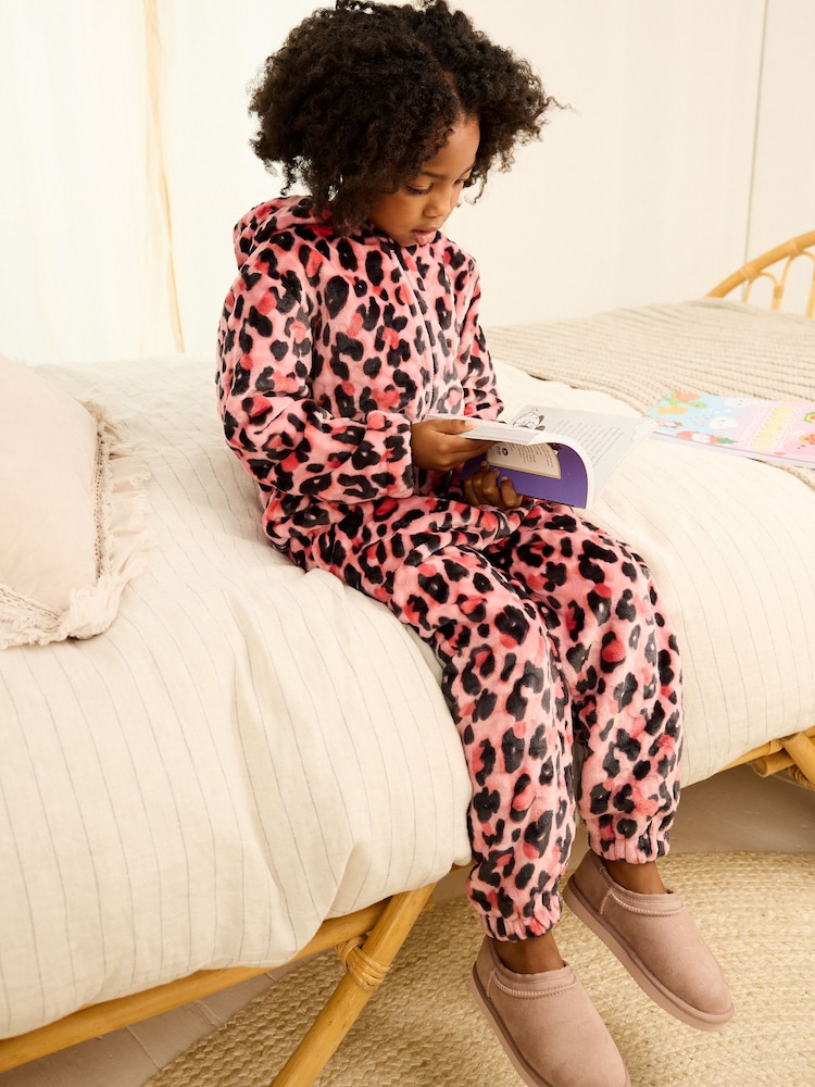 Pink Animal Print Fleece All-In-One (1.5-16yrs) - Image 2 of 7
