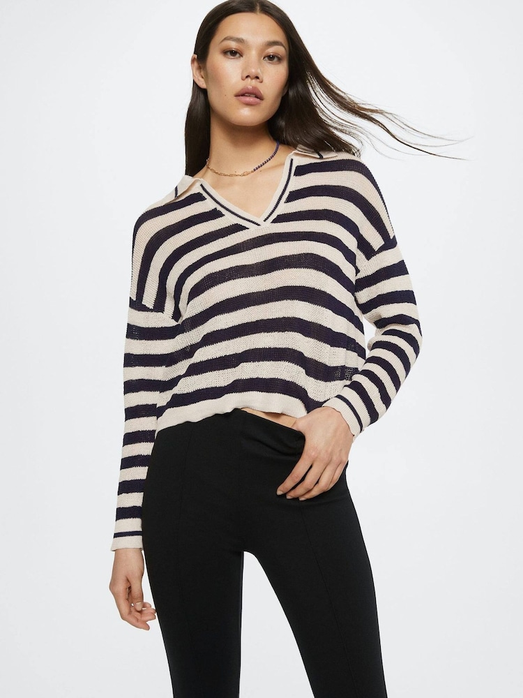 Mango Black Decorative Seam Leggings - Image 1 of 5