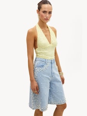 LOAVIES Blue Fantasy Fever Shorts With Pearls - Image 3 of 4