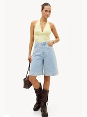 LOAVIES Blue Fantasy Fever Shorts With Pearls - Image 4 of 4