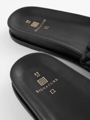 Black Signature Leather Woven Footbed Sandals - Image 7 of 8