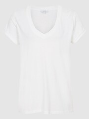 Reiss Light Blue Luana Cotton Jersey V-Neck T-Shirt - Image 2 of 6