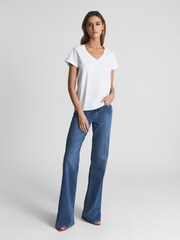 Reiss Light Blue Luana Cotton Jersey V-Neck T-Shirt - Image 3 of 6