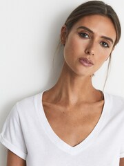 Reiss Light Blue Luana Cotton Jersey V-Neck T-Shirt - Image 4 of 6