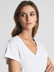 Reiss Light Blue Luana Cotton Jersey V-Neck T-Shirt - Image 6 of 6