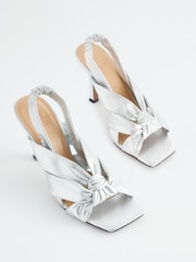 Silver Signature Forever Comfort® Leather Twist Sandals - Image 1 of 7