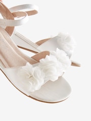 White Wedge Occasion Corsage Flower Sandals - Image 3 of 4