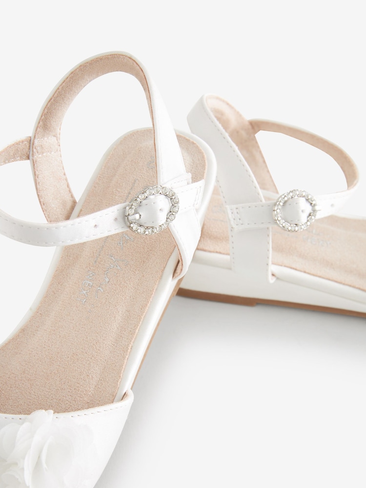 White Wedge Occasion Corsage Flower Sandals - Image 4 of 4