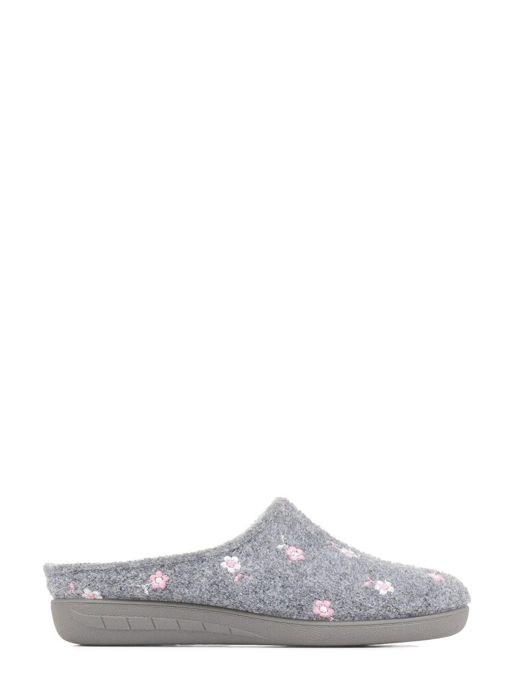 Jones Bootmaker Grey Elodia Embroidered Slipper Clogs - Image 1 of 4