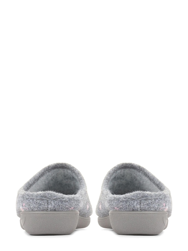 Jones Bootmaker Grey Elodia Embroidered Slipper Clogs - Image 2 of 4