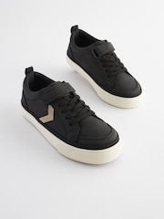 Black Standard Fit (F) Elastic Lace Touch Fastening Chevron Trainers - Image 1 of 6